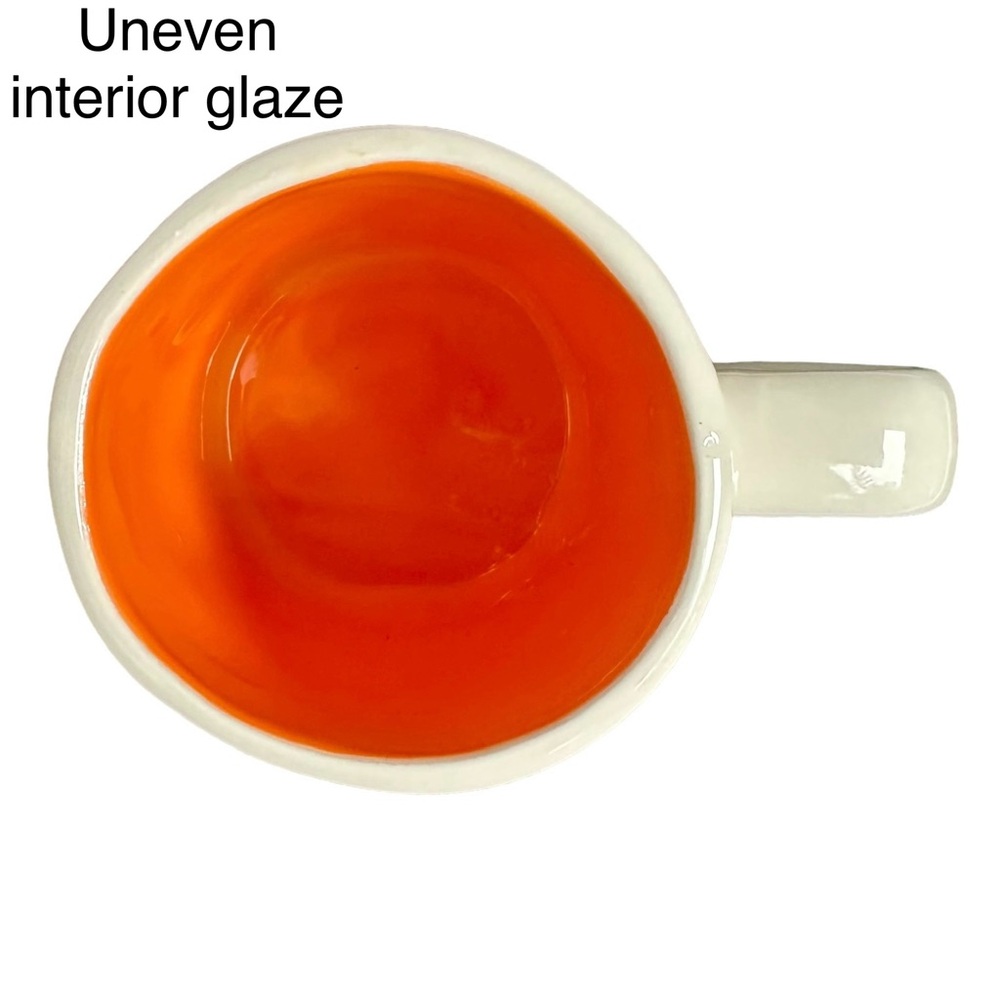 Rae Dunn Halloween Mug TRICK TREAT Double Side White Orange Interior New 2017 OG - Picture 12 of 16